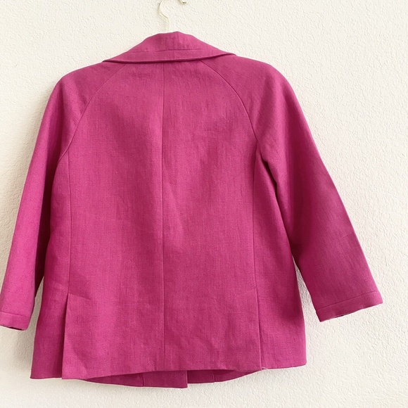 Talbots -Sz 2 Hot Pink Fab Jackie Linen 2 Button Swing  Jacket Blazer Linen Coat - Picture 8 of 12